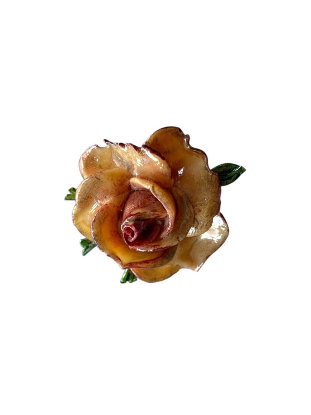 Handcrafted signed rose brooch
